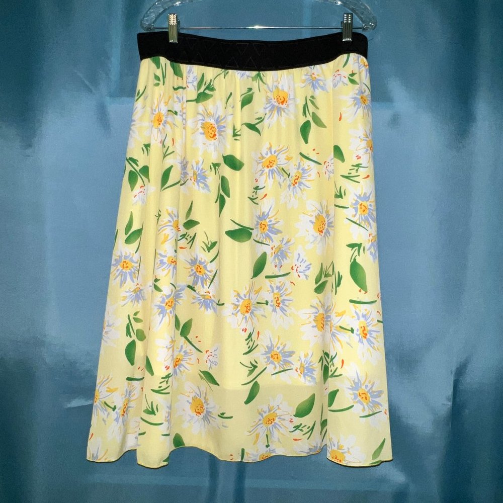 LuLaRoe Lola Yellow White Daisy Skirt 2XL
